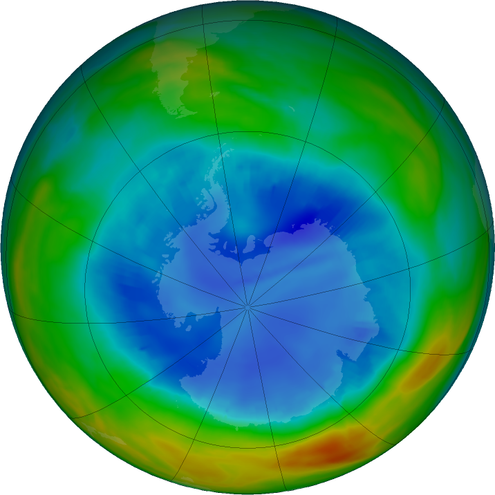 Antarctic ozone map for 18 August 2018